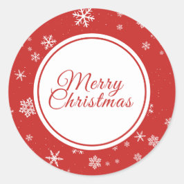 Pegatina Redonda Copo de Navidad Feliz Navidad Fiesta Roja