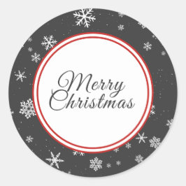Pegatina Redonda Copo de Navidad Feliz Navidad Gris Fiesta