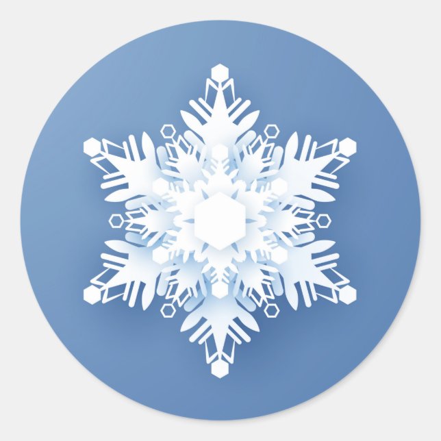 Pegatina Redonda Copo de nieve (Anverso)