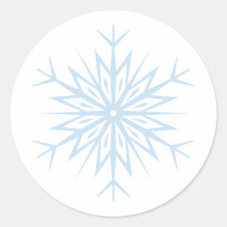 Pegatina Redonda copo de nieve azul