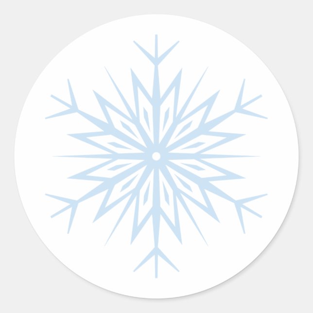 Pegatina Redonda copo de nieve azul (Anverso)