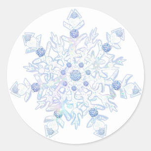 Pegatina Redonda Copo de nieve azul