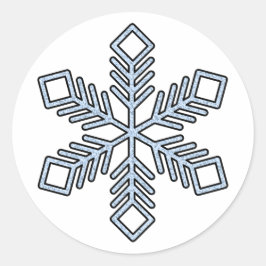 Pegatina Redonda Copo de Nieve Brillante - Ramas Azul Bebé