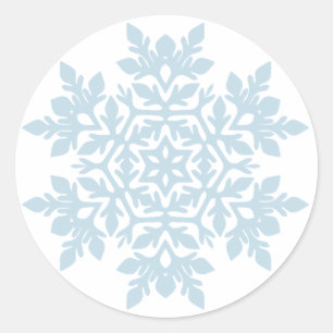 Pegatina Redonda Copo de Nieve Elegante (Azul Escarcha)