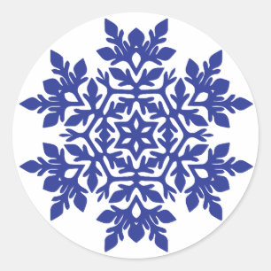 Pegatina Redonda Copo de Nieve Elegante (Medianoche)