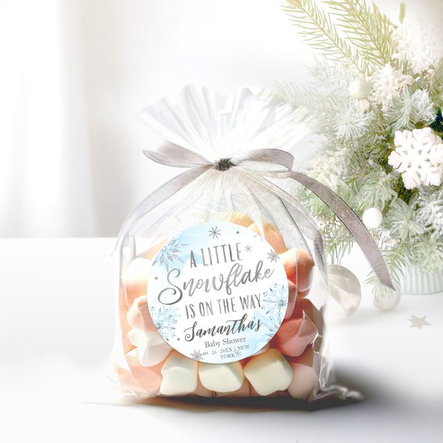Pegatina Redonda copo de nieve en camino Baby Shower (Subido por el creador)