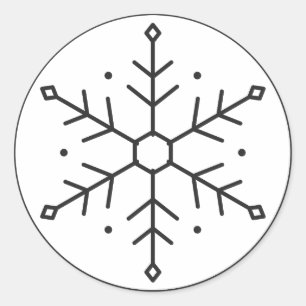 Pegatina Redonda Copo de nieve geométrico en un círculo de líneas