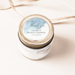 Pegatina Redonda Copo de Nieve Invernal Azul