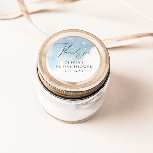 Pegatina Redonda Copo de Nieve Invernal Azul  (Subido por el creador)