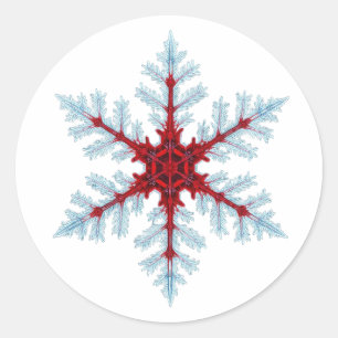 Pegatina Redonda Copo de nieve - Rojo de sangre