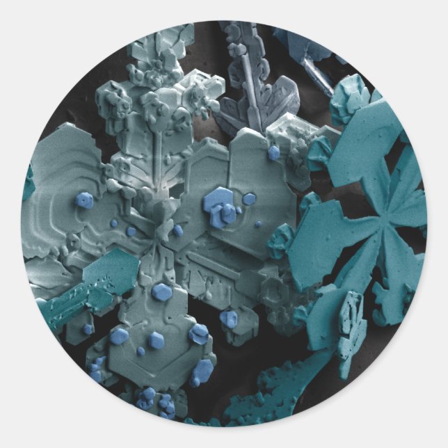 Pegatina Redonda Copos de nieve (Anverso)