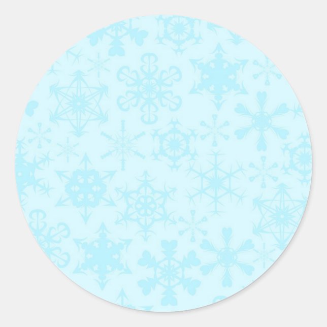 Pegatina Redonda Copos de nieve (Anverso)