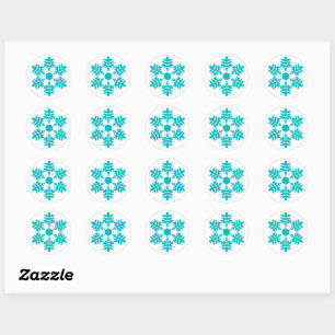 Pegatina Redonda Copos de nieve azules