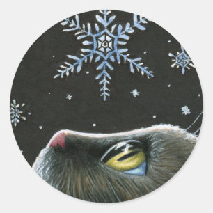 Pegatina Redonda Copos de nieve Cat 532