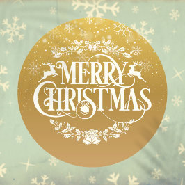 Pegatina Redonda Copos de nieve dorados navideños