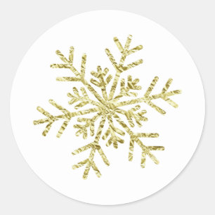 Pegatina Redonda Copos de Nieve Elegantes Invierno Mágico Arrugado