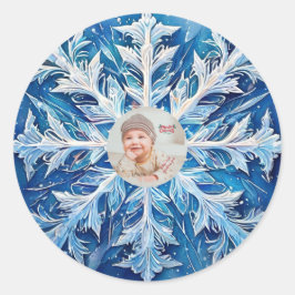 Pegatina Redonda Copos de nieve personalizables con imagen