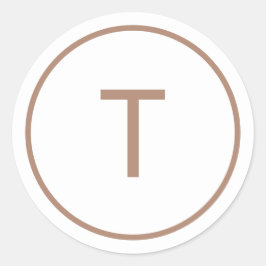 Pegatina Redonda Copper Simple Modern Monogram Christmas Envelope