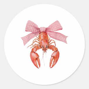 Pegatina Redonda Coqueta de crujiente Bow Crawfish Boster Cajun