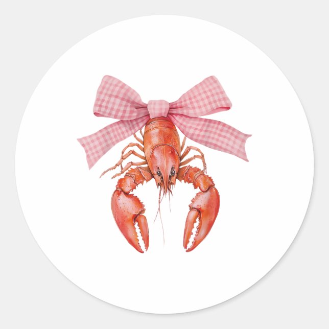 Pegatina Redonda Coqueta de crujiente Bow Crawfish Boster Cajun (Anverso)