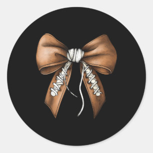 Pegatina Redonda Coqueta de fútbol Bow Cute Football Game Day