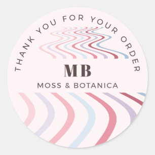 Pegatina Redonda Coqueta de moda en rosa Monograma Agradecimiento e
