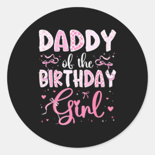 Pegatina Redonda Coqueta Rosa de Cumpleaños de Papá