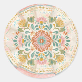 Pegatina Redonda Coqueta Talavera Mexicana