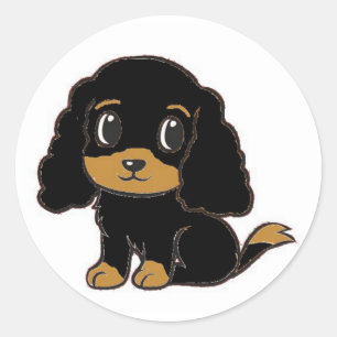 Pegatina Redonda coqueteo inglés spaniel black and tan personalizad