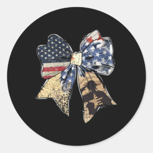 Pegatina Redonda Coquette American Bow 4 De Julio Memorial Day