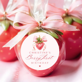 Pegatina Redonda Coquette Berry First Birday