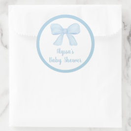 Pegatina Redonda Coquette Blue Boy Bow Baby Shower