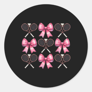 Pegatina Redonda Coquette Bow Badminton Shuttle Racket Cinta rosa
