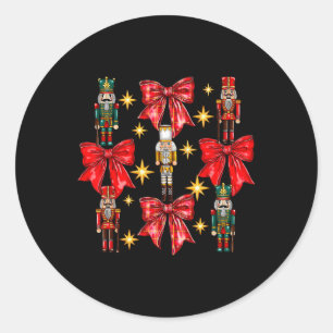Pegatina Redonda Coquette Bow Cascanueces Navidad Feliz Navidad Fam