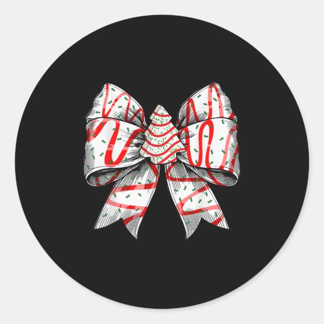 Pegatina Redonda Coquette Bow Christmas Tree Cake Christmas Vibes G (Anverso)