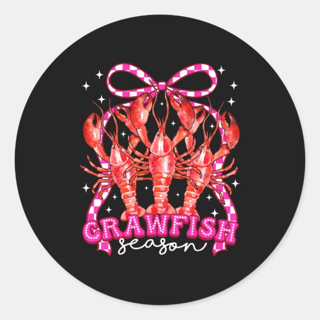 Pegatina Redonda Coquette Bow Crawfish Boil Season For Men Women Ki (Anverso)