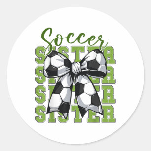 Pegatina Redonda Coquette Bow Cute Mom Toddler, hermana de fútbol j
