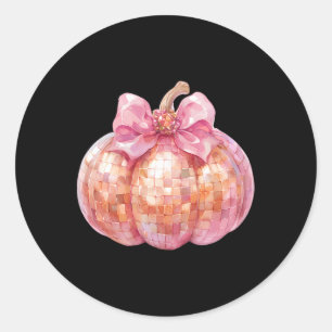 Pegatina Redonda Coquette Bow Disco Calabaza Caída Otoño Funny Hall