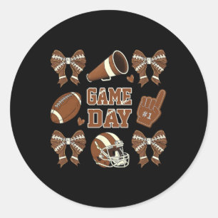 Pegatina Redonda Coquette Bow Football Mom