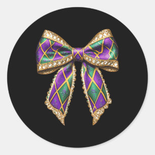 Pegatina Redonda Coquette Bow Mardi Gras New Orleans Louisiana Usa