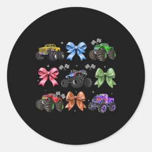 Pegatina Redonda Coquette Bow Monster Truck Día de la Madre Mamá Ch
