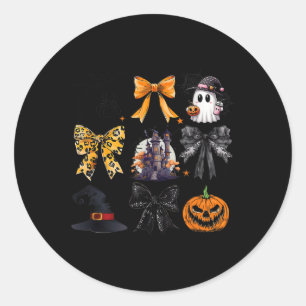 Pegatina Redonda Coquette Bows Ghost Pumpkin Witch Spookone Season