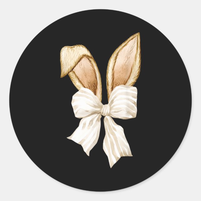 Pegatina Redonda Coquette Bunny Ears Easter Spring Pastel Rabbit Gi (Anverso)