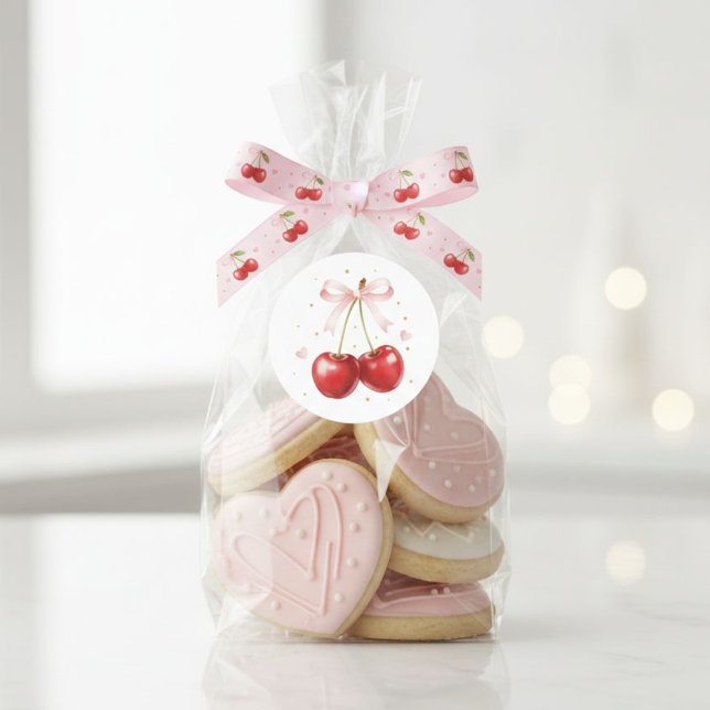 Pegatina Redonda Coquette Cherry Sticker Pink Bow Aesthetic Laptop  (Subido por el creador)