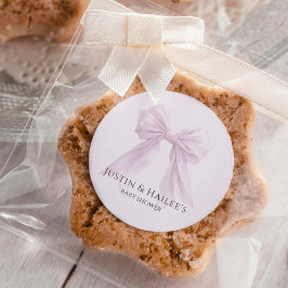 Pegatina Redonda Coquette Chica de Bow rosa personalizada Baby Show