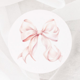 Pegatina Redonda Coquette de Bow rosa