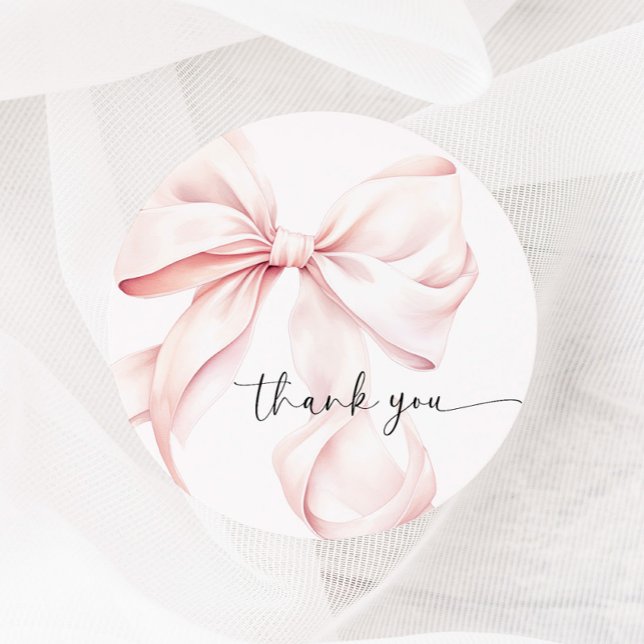 Pegatina Redonda Coquette de Bow rosa (Subido por el creador)