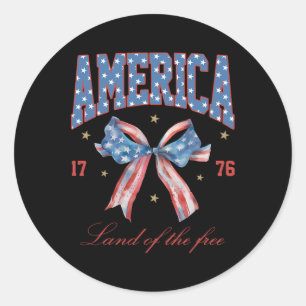 Pegatina Redonda Coquette De Julio En Estados Unidos Detrás De Patr
