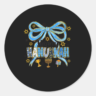 Pegatina Redonda Coquette Hanukkah Bow Jewish Bow Menorah Bow Women