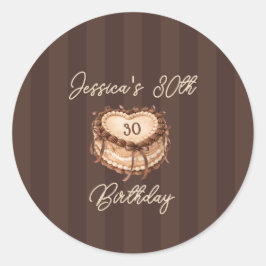 Pegatina Redonda Coquette Heart Birthday Cake